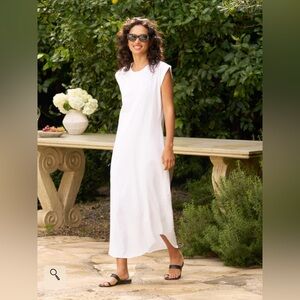 Worn once!Frank & Eileen”Corey”White Midi Dress Cotton Jersey Relaxed Fit Size M